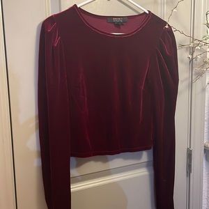 Forever 21 - velvet deep red long sleeved crop top - $7